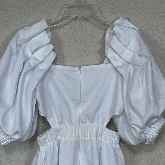 NWOT Sovere white Noble puff sleeve cutout mini dress - Picture 4 of 4